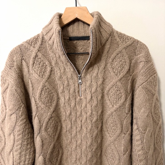 Jenni Kayne Cable Half Zip Sweater In Clove Wool Alpaca - Picture 5 of 15